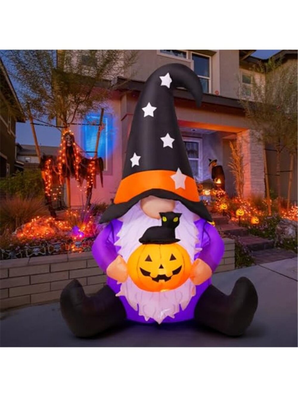 5 FT Halloween Gnomes Inflatables Outdoor Decorations Gnome with Pumpkin